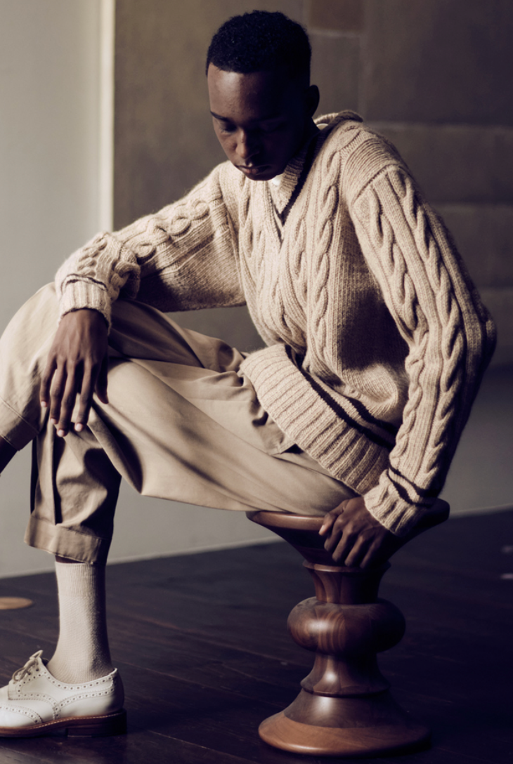 slopeslow / スロープスロー "cricket sweater hand knitting”