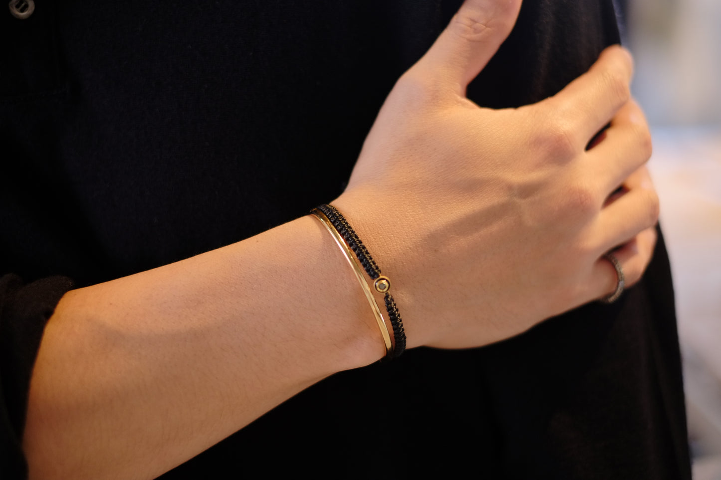 sharanpoi - 白露 K18 Black diamond (Brilliant Cut) Version bracelet