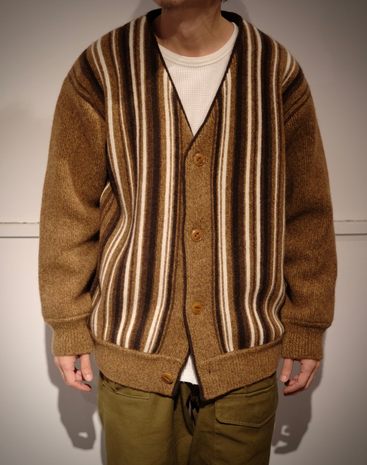 slopeslow / スロープスロー "links stripes cardigan”