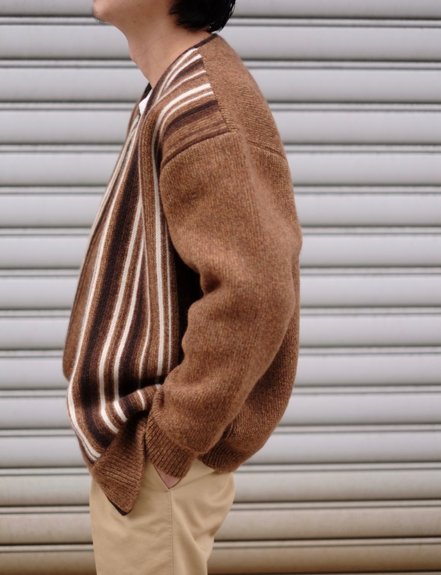 slopeslow / スロープスロー "links stripes cardigan”