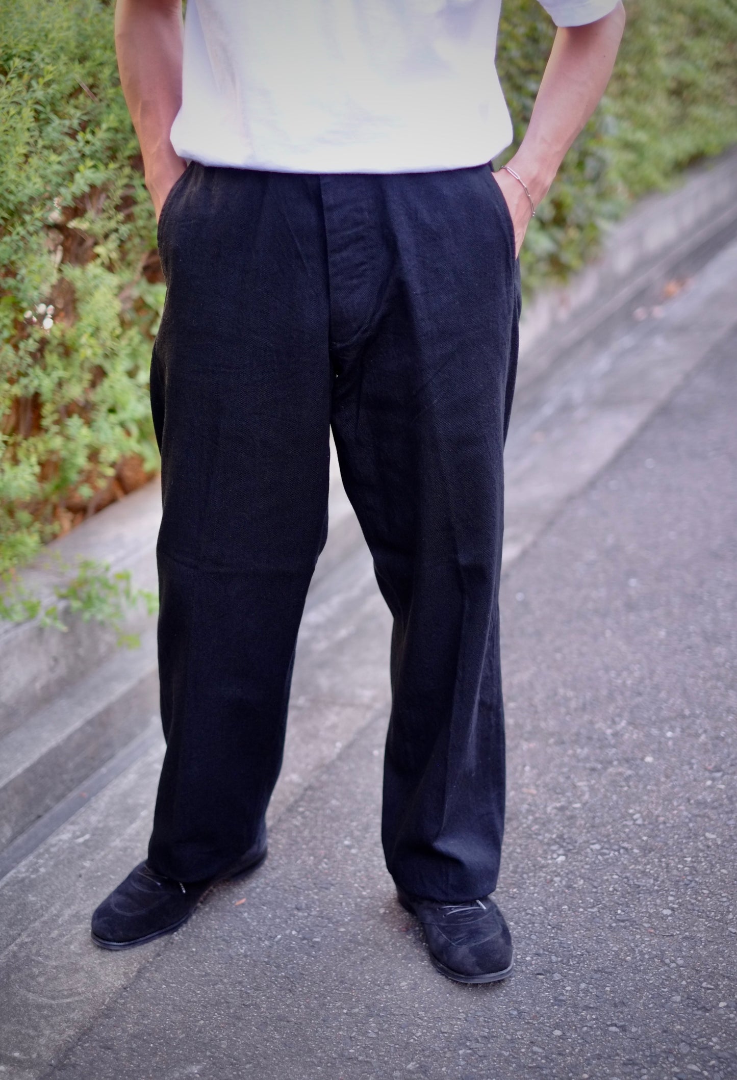 25AW BAUTH - BLACK TWILL TROUSERS