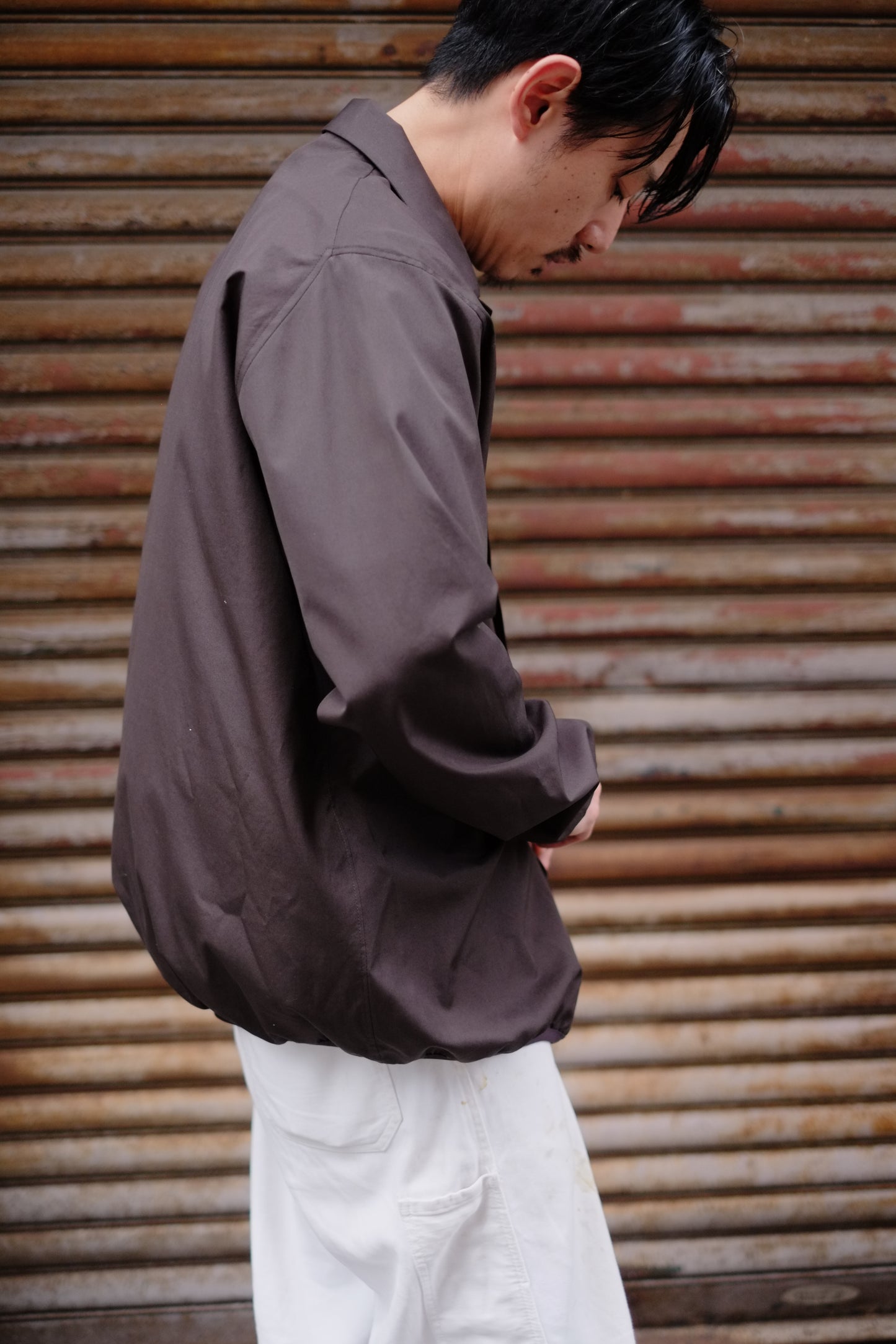 KIMURA / キムラ "cardigan shirt with collar"