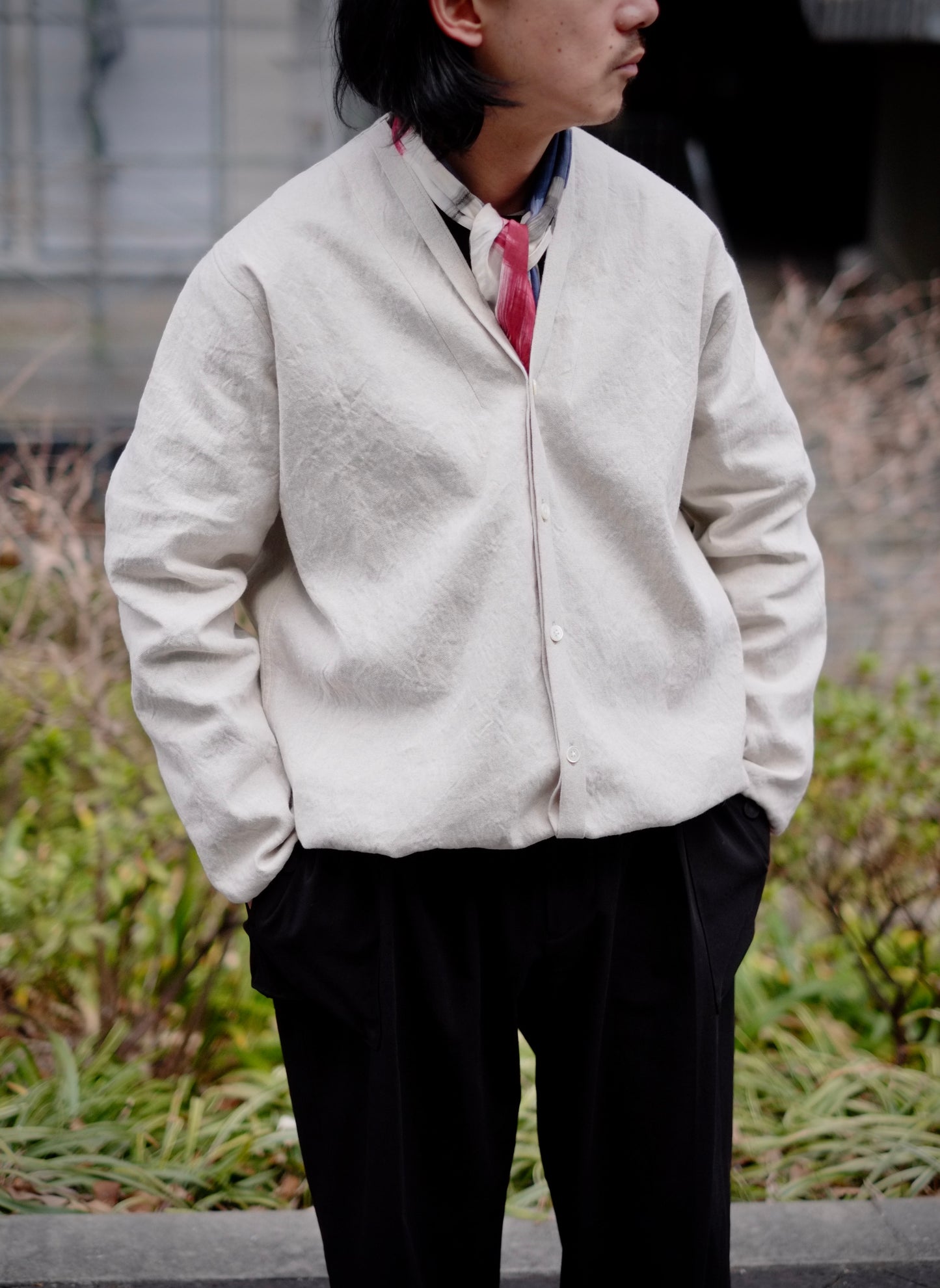 KIMURA / キムラ "Narrowing cardigan Oxford Washed"