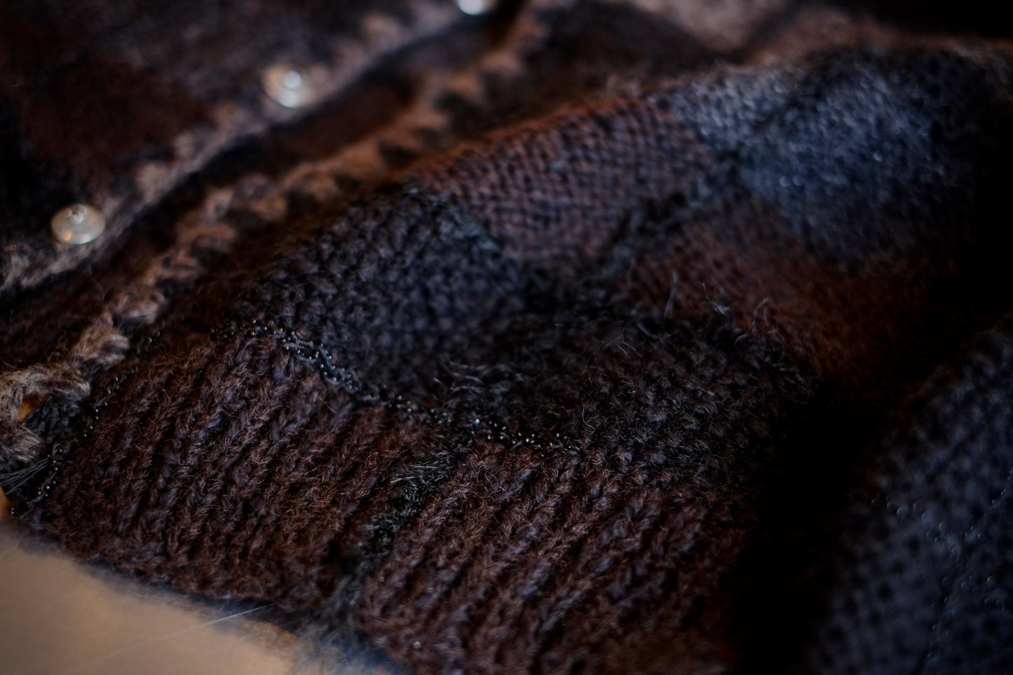 SARTO - Mohair cotton slub yarn mix cardigan(HAND KNITTING)