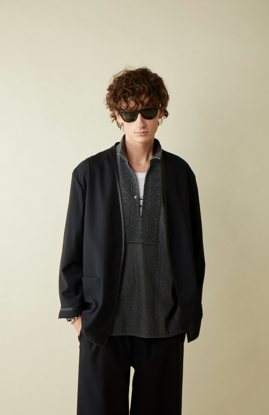 26SS SARTO - NO-COLLAR JACKET (BLACK）