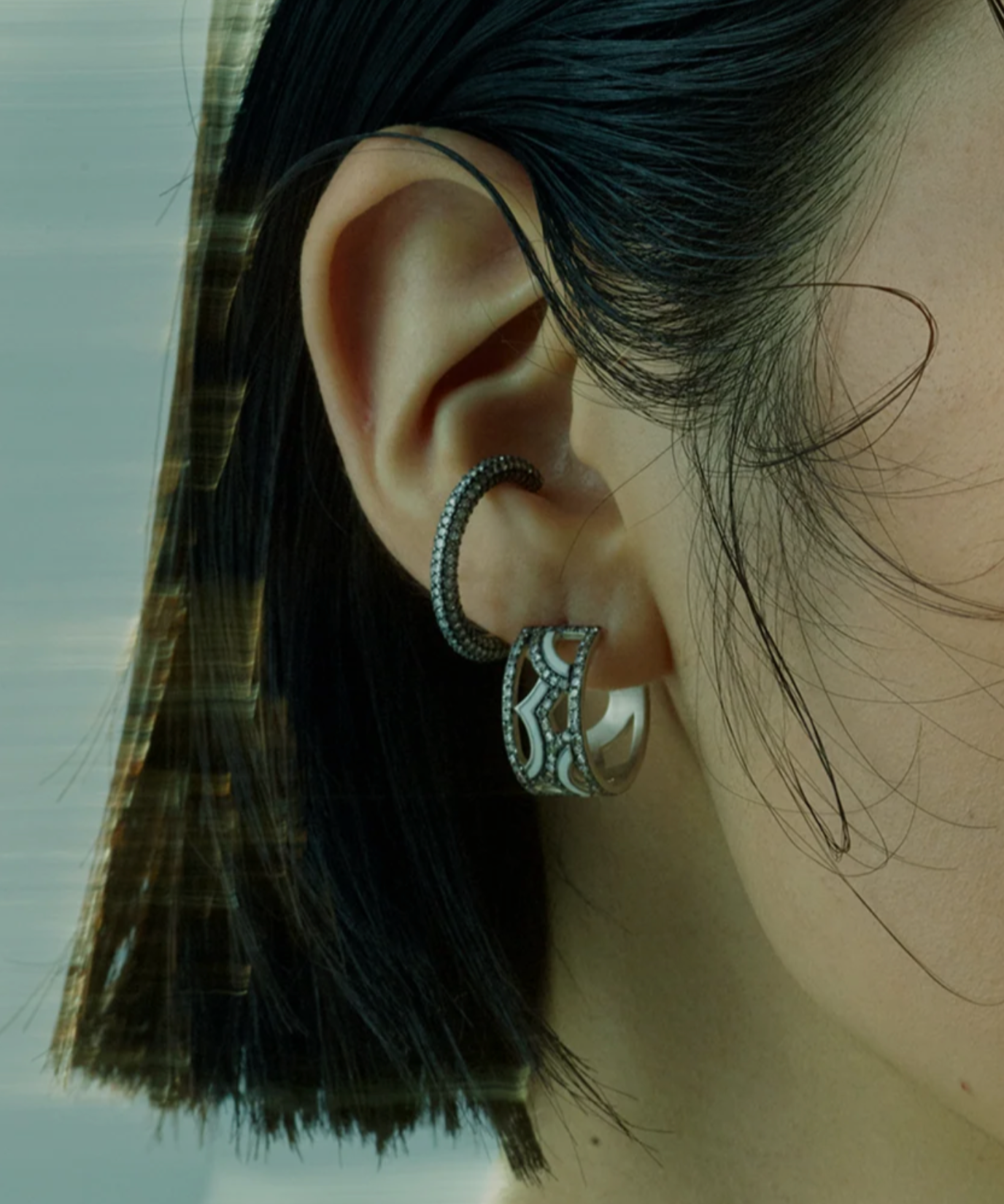 sharanpoi - あわゆき silver925 pave brown diamonds earcuff ring
