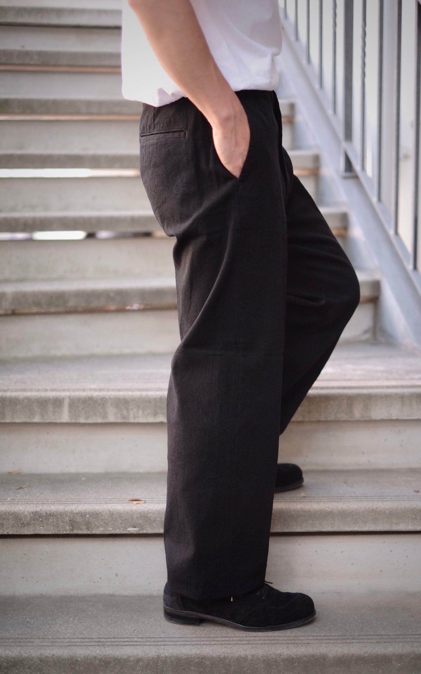 25AW BAUTH - BLACK TWILL TROUSERS