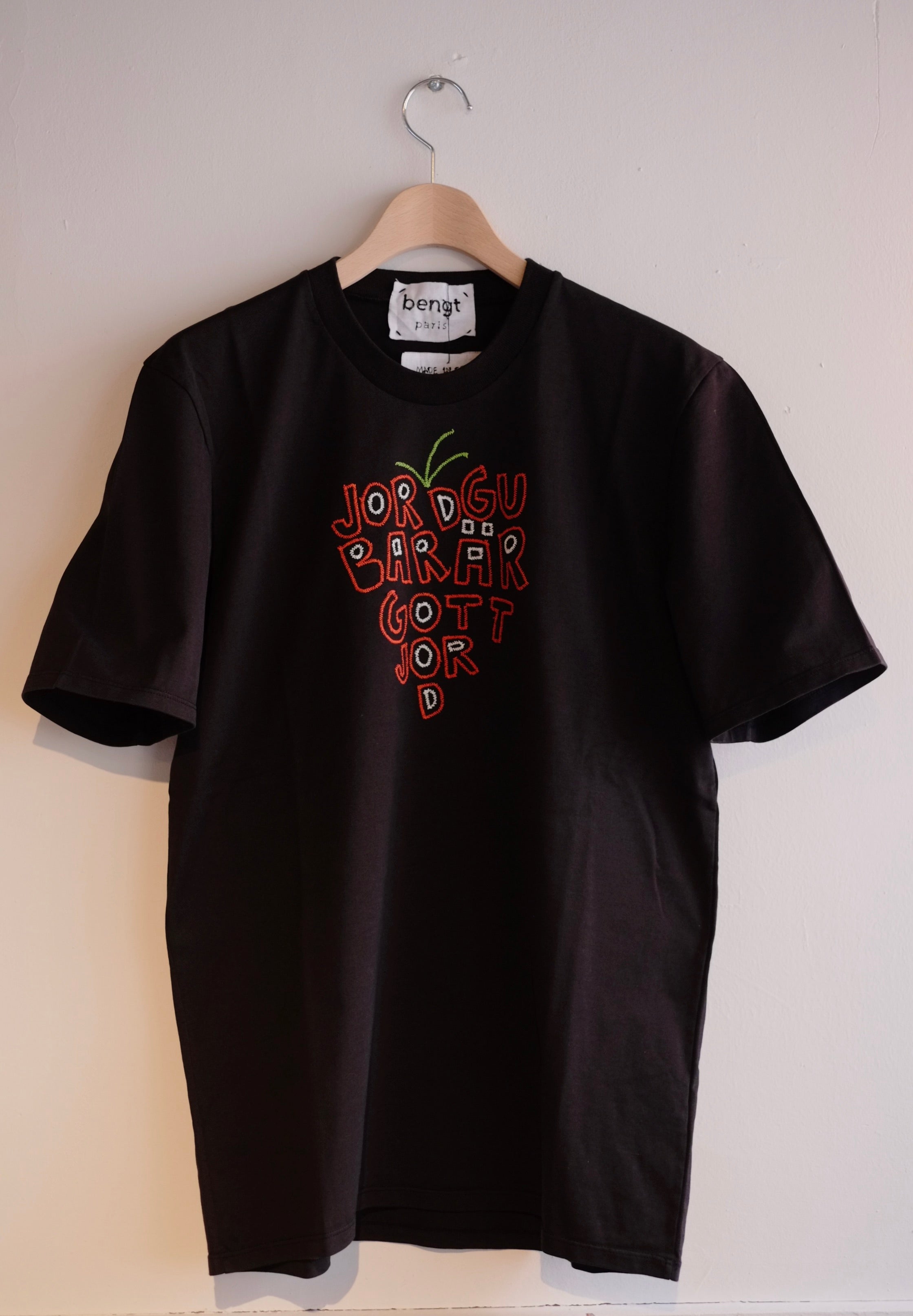 ブラックBengt Paris ベンクトパリ　刺繍Tシャツ　M