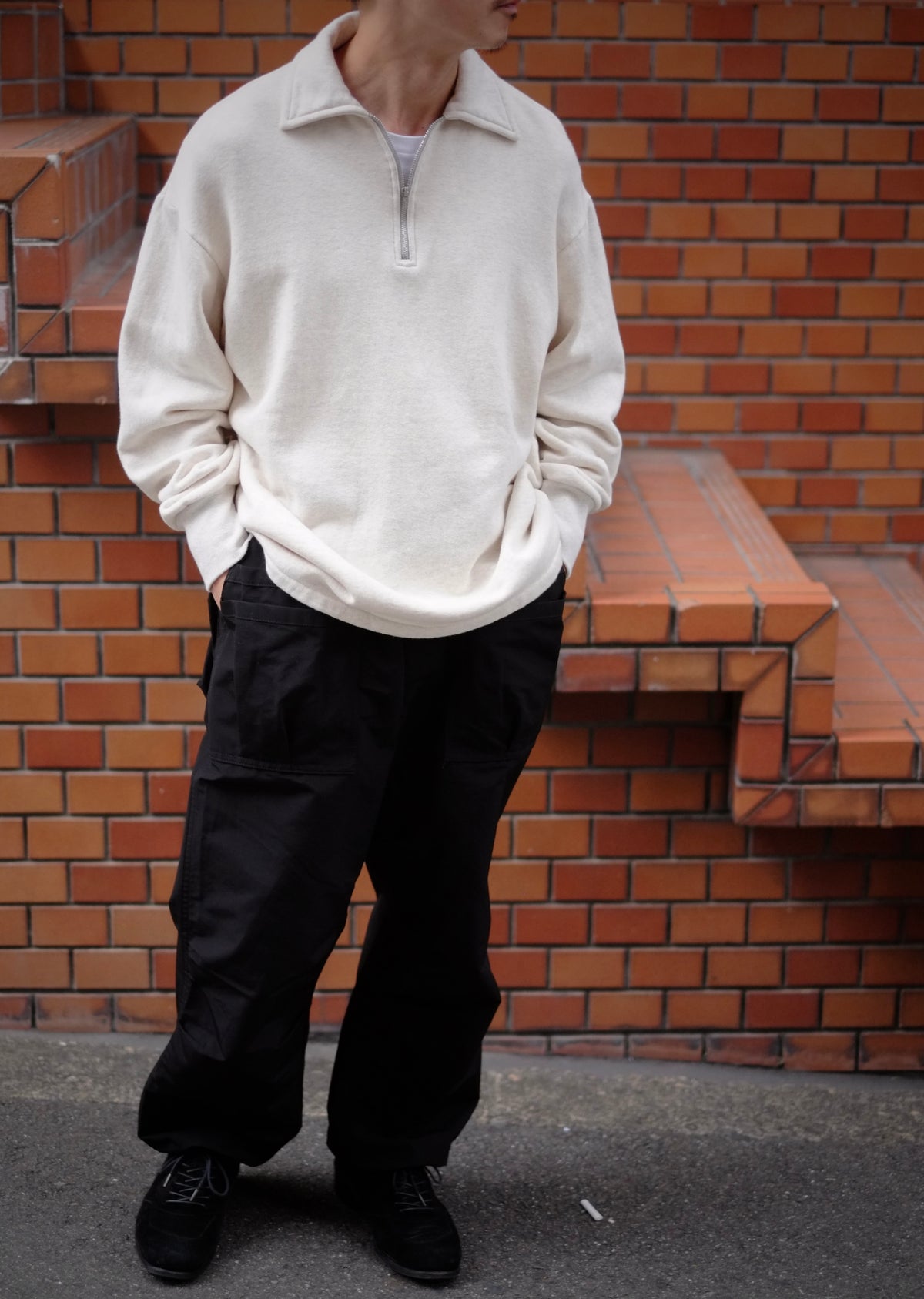 WASEW - ROUGH HALF ZIP SWEAT SHIRT