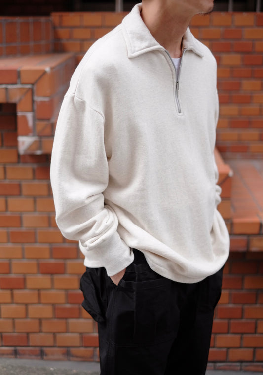 WASEW - ROUGH HALF ZIP SWEAT SHIRT