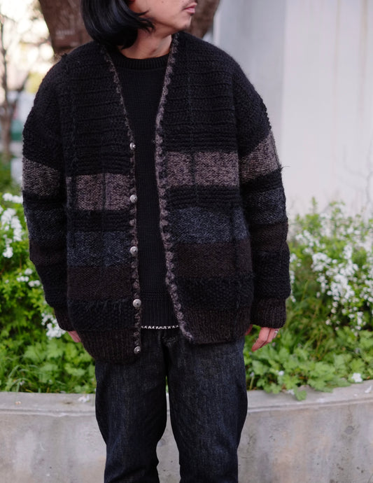 SARTO - Mohair cotton slub yarn mix cardigan（HAND KNITTING）