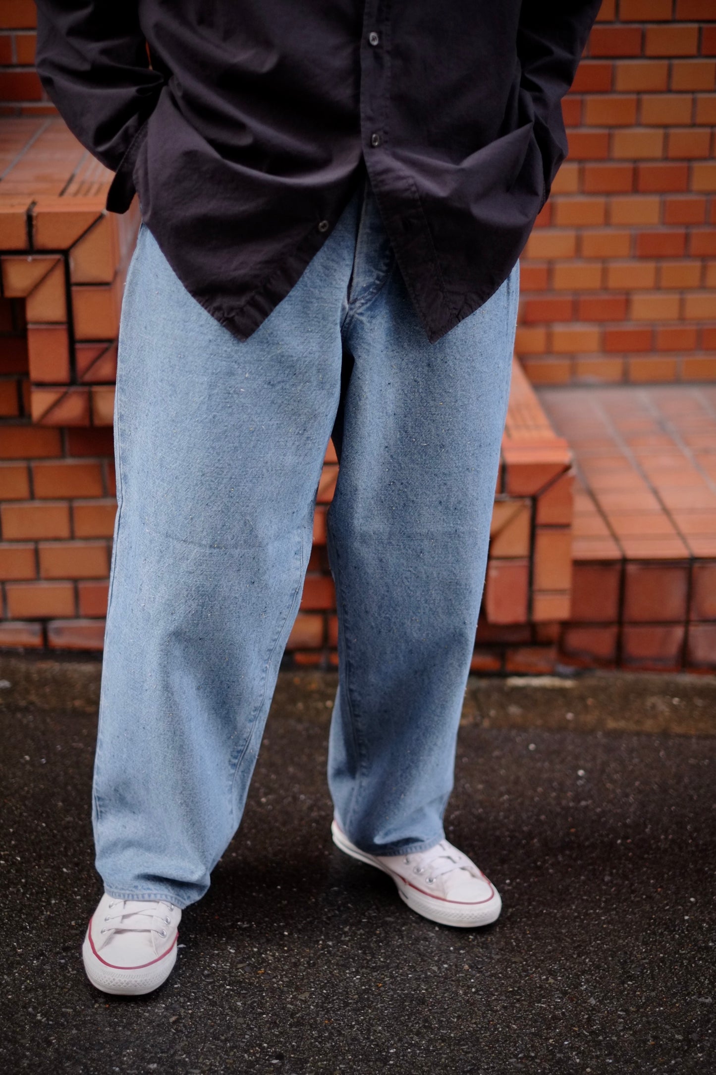 25AW Motiv Mfg - Pleat denim Trousers (Lt indigo)