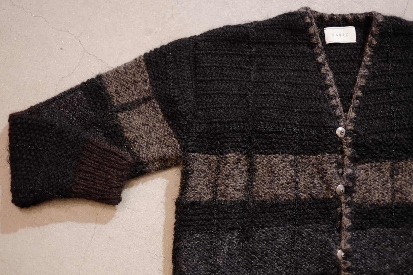 SARTO - Mohair cotton slub yarn mix cardigan（HAND KNITTING）