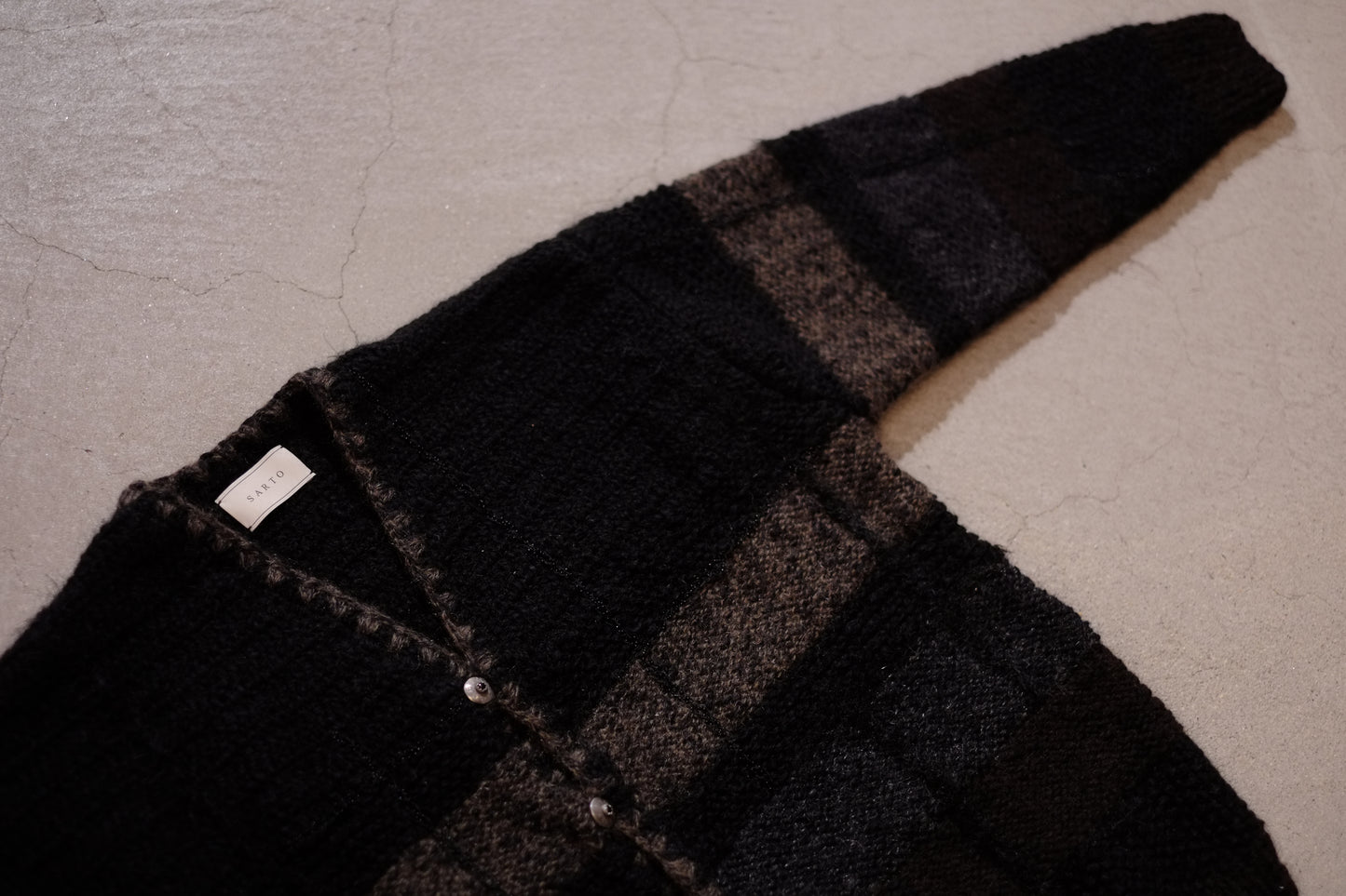 SARTO - Mohair cotton slub yarn mix cardigan（HAND KNITTING）